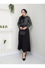 Kadın Pullu Ceket Ve Kiloş Etekli Takım Gri - L