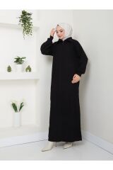 Kadın Fermuarlı Triko Elbise Siyah - Tek Ebat