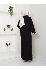 Kadın Fermuarlı Triko Elbise Siyah - Tek Ebat