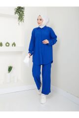 Kadın Pantolonlu Tesettür Takım Mavi - XL