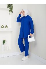 Kadın Pantolonlu Tesettür Takım Mavi - S