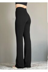 Kadın Likralı Geniş Paça Pantolon Siyah - 40