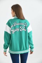Unisex Baskılı Kolej Ceket yeşil beyaz - S