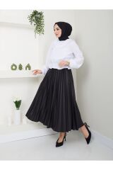 Kadın Bel Büzgülü Yaka Detaylı Tesettür Bluz Beyaz - XL