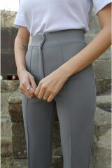 Kadın Likralı Geniş Paça Pantolon Gri - L