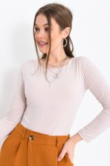 Kadın Uzun Kollu Çıtçıtlı Body PUDRA - S