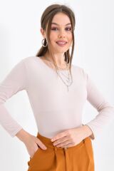 Kadın Uzun Kollu Çıtçıtlı Body PUDRA - L