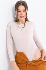 Kadın Uzun Kollu Çıtçıtlı Body PUDRA - L