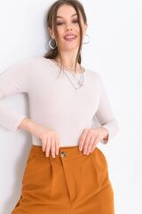 Kadın Uzun Kollu Çıtçıtlı Body PUDRA - L