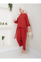 Kadın Şalvar Tesettür Takım Kırmızı - 2XL