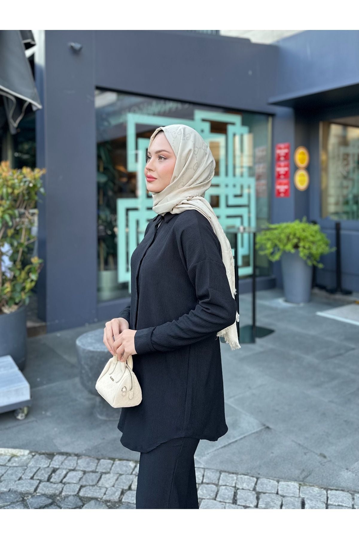 Kadın Pantolonlu Bürümcük Takım Siyah - M