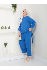 Kadın Şalvar Tesettür Takım Mavi - XL