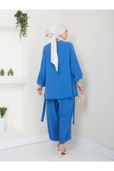 Kadın Şalvar Tesettür Takım Mavi - XL