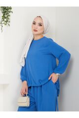 Kadın Şalvar Tesettür Takım Mavi - XL