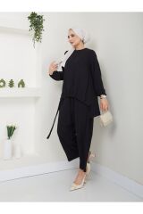 Kadın Şalvar Tesettür Takım Siyah - 2XL