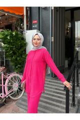 Kadın Pantolonlu Bürümcük Takım Fuşya - XL