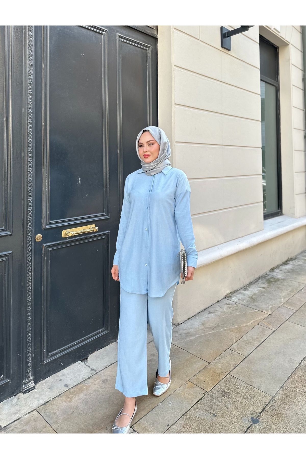 Kadın Pantolonlu Bürümcük Takım Mavi - 2XL