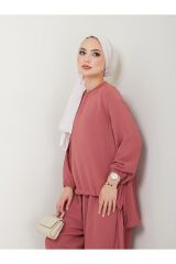 Kadın Şalvar Tesettür Takım Gül Kurusu - XL