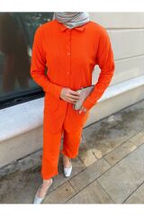 Kadın Pantolonlu Bürümcük Takım Turuncu - 2XL