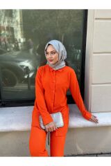 Kadın Pantolonlu Bürümcük Takım Turuncu - XL