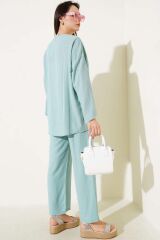 Kadın Önü Bağlamalı Kimono İkili Takım Yeşil - L/XL