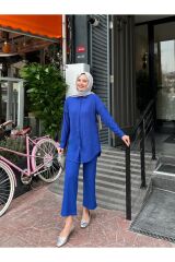 Kadın Pantolonlu Bürümcük Takım Lacivert - 2XL