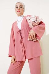 Kadın Önü Bağlamalı Kimono İkili Takım PUDRA - L/XL
