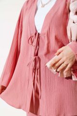 Kadın Önü Bağlamalı Kimono İkili Takım PUDRA - S/M