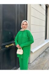Kadın Pantolonlu Bürümcük Takım Yeşil - 2XL
