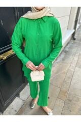 Kadın Pantolonlu Bürümcük Takım Yeşil - M