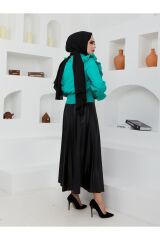 Kadın Gipeli Fırfırlı Tesettür Bluz Turkuaz - XL