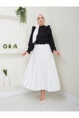Kadın Ayrobin Fırfırlı Bluz Siyah - XL