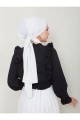 Kadın Ayrobin Fırfırlı Bluz Siyah - 2XL