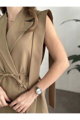 Kadın İp Bağlamalı Yelekli Takım Haki - XL