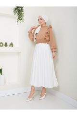 Kadın Ayrobin Fırfırlı Bluz Bej - M