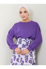 KOPYA - Kadın Çiçekli Etekli Tesettür Takım Mor - XL