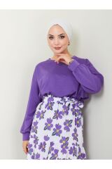 KOPYA - Kadın Çiçekli Etekli Tesettür Takım Mor - XL
