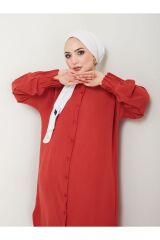 Kadın Ayrobin Nervürlü Maxi Boy Tunik Kırmızı - L/XL