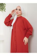 Kadın Ayrobin Nervürlü Maxi Boy Tunik Kırmızı - L/XL
