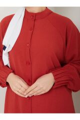 Kadın Ayrobin Nervürlü Maxi Boy Tunik Kırmızı - L/XL