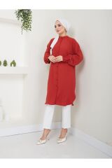 Kadın Ayrobin Nervürlü Maxi Boy Tunik Kırmızı - S/M