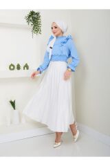 Kadın Ayrobin Fırfırlı Bluz Mavi - XL