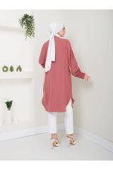 Kadın Ayrobin Nervürlü Maxi Boy Tunik Gül Kurusu - L/XL