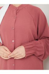Kadın Ayrobin Nervürlü Maxi Boy Tunik Gül Kurusu - L/XL
