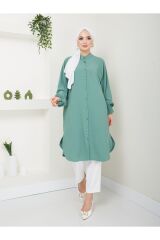 Kadın Ayrobin Nervürlü Maxi Boy Tunik Yeşil - L/XL