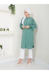 Kadın Ayrobin Nervürlü Maxi Boy Tunik Yeşil - L/XL