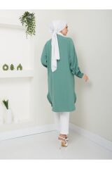 Kadın Ayrobin Nervürlü Maxi Boy Tunik Yeşil - L/XL