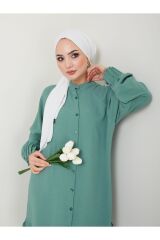 Kadın Ayrobin Nervürlü Maxi Boy Tunik Yeşil - S/M