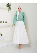 Kadın Ayrobin Fırfırlı Bluz Yeşil - XL