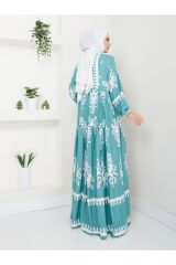 Kadın Etnik Desenli Elbise Yeşil - S/M